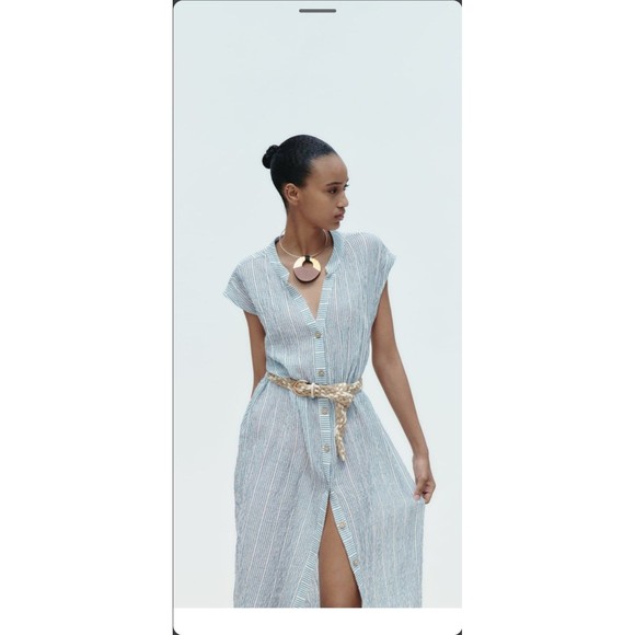 Zara striped belted midi Dress - Picture 5 of 11